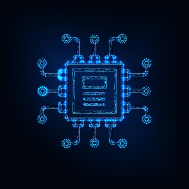Futuristic Glowing Microchip Digital Circuit Board AI Processor Cyber Technology HighTech Innovation