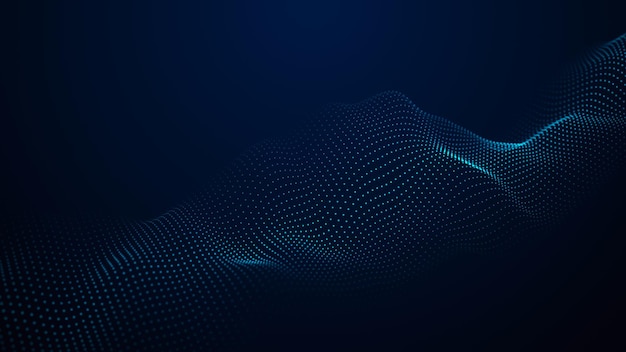 futuristic glowing wave the concept of big data network connection cybernetics abstract dark background of blue dots forming a wave 3d rendering