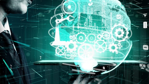 Futuristic industry 40 and inventive mechanized engineering concept