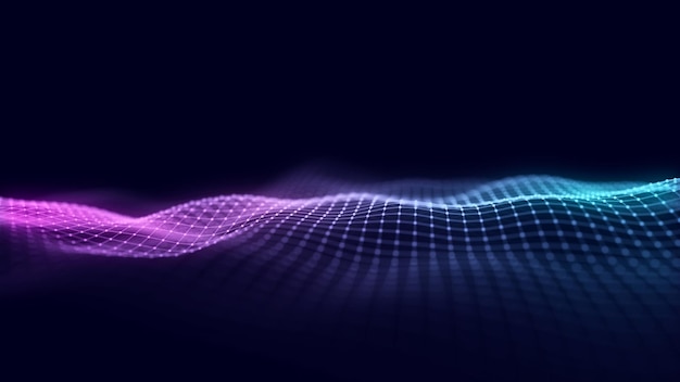 futuristic moving white wave digital background with moving particles and lines big data visualization vector illustration