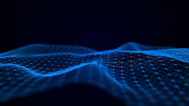 futuristic point wave abstract background with a dynamic wave data technology illustration