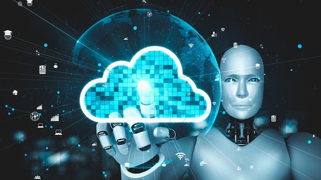 futuristic robot artificial intelligence enlightening ai technology concept