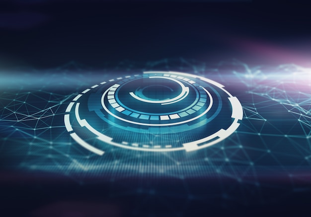 Futuristic space round interface with abstract background. 
