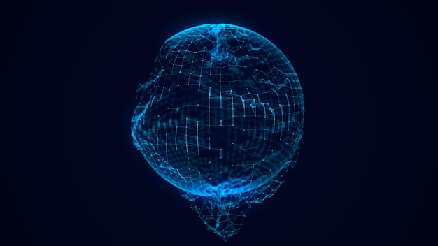 futuristic sphere of particles and lines network connection big data abstract technology background