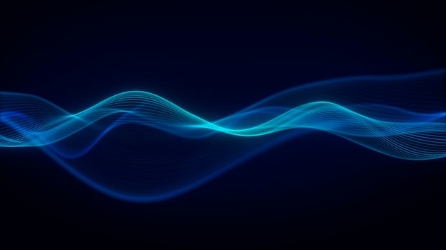 Futuristic Technology Glowing Blue Wave on Dark Background