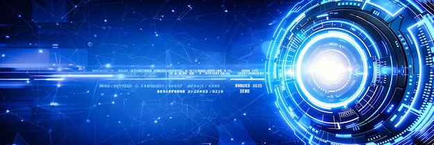 Futuristic Technology Network Blue Abstract with Energy Circles and Modern Innovation Concept