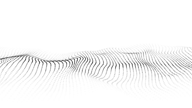 Futuristic wave of moving dots on a white background 3D rendering