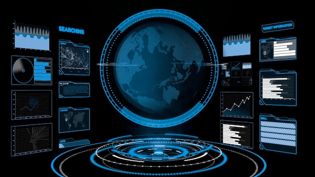 Futuristinen käyttöliittymän kojelauta data-analytiikkaan