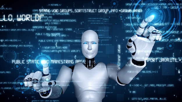Futuristinen robotti, tekoäly, huminoidi, tekoäly, ohjelmointikoodaus