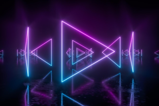 Geometric figures and neon lightsabstract conception3d rendering