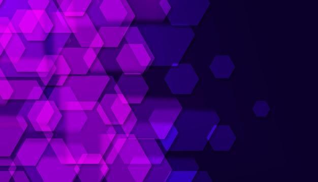 geometric hexagons shapes gradients overlapping hexagonal with shadows and glowing dark blue back