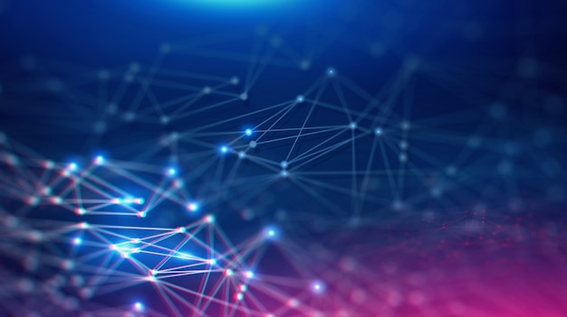 geometric landscape and futuristic digital blockchain fintech technology.