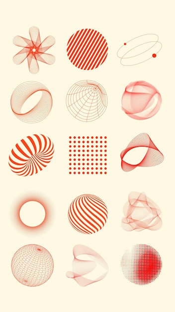 Geometric wavy line shape element set