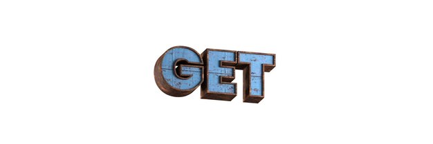 get 3d rendered rusted metal textured word