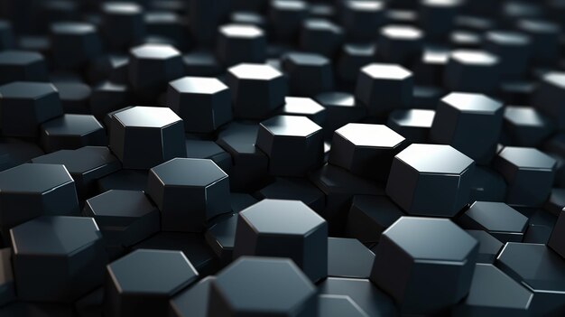 Gexagonal cube black digital background Generative Ai