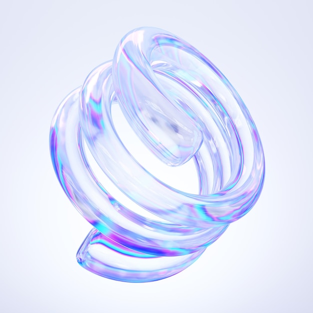 Glass circle shapes with colorful reflections composition 3d rendering illustration