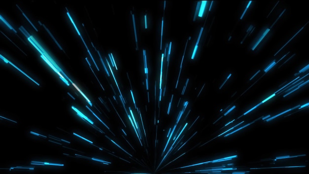 glitch lines traveling in dark with high speed 3d render computer generated background
