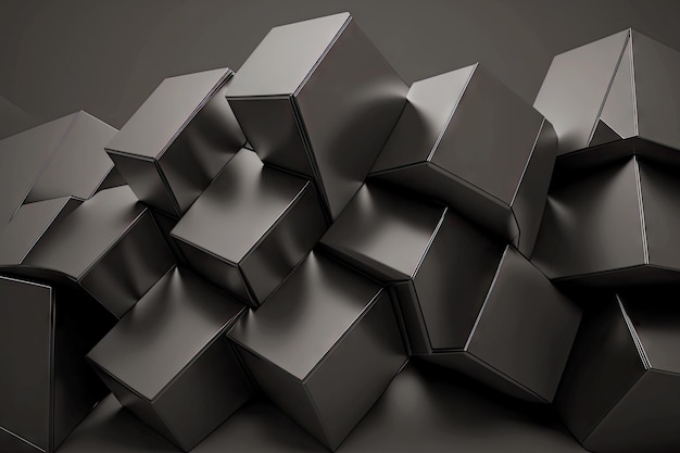 glossy carbon black cubic panel as 3d render abstract geometric background generative ai