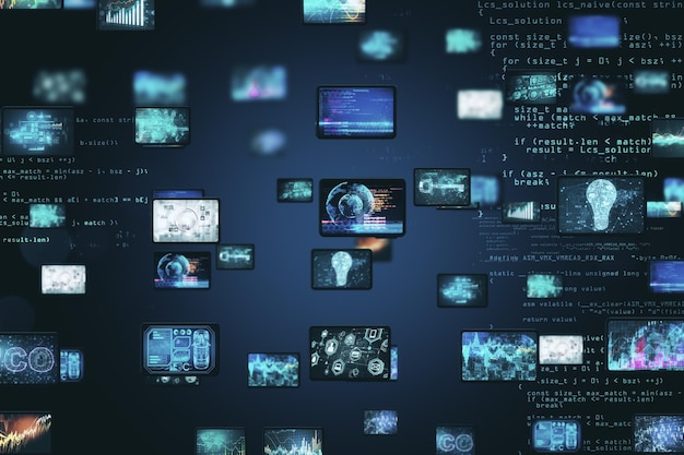 Glowing big data interface on digital screen