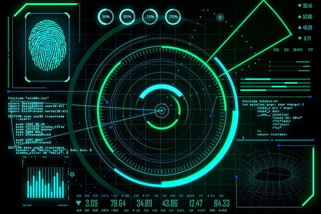 glowing digital business and security interface