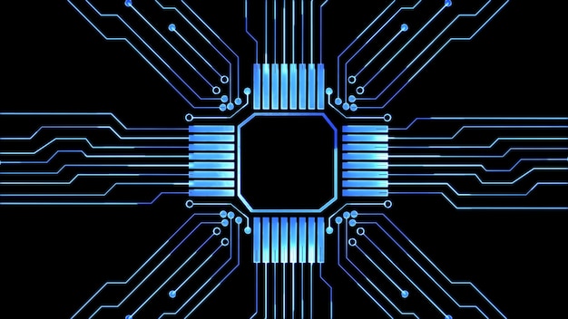 Glowing looping icon modern technology neon effect black background