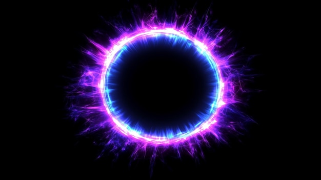 Glowing Purple Neon Energy Circle