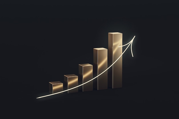 Gold financial graph of earning profit and economy