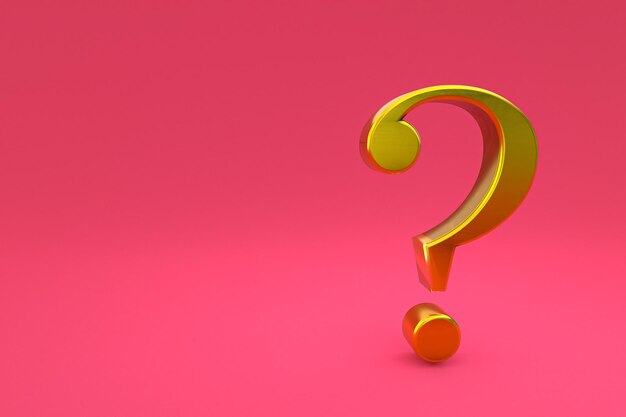 gold question mark sign minimal on pink background 3d render minimal and copy space