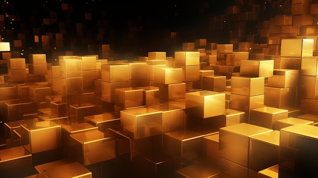 Golden Cubes Background generative ai