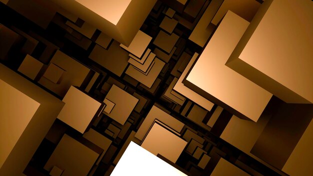 Gray and orange background design squares of different sizes that make up the corridor in animation