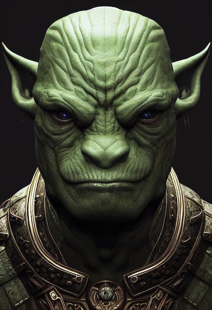 Green Dread Orc Warrior Medieval fantasy concept Scary and brave ogre