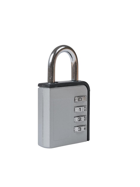grey combination lock isolated on a white background a device for protecting property