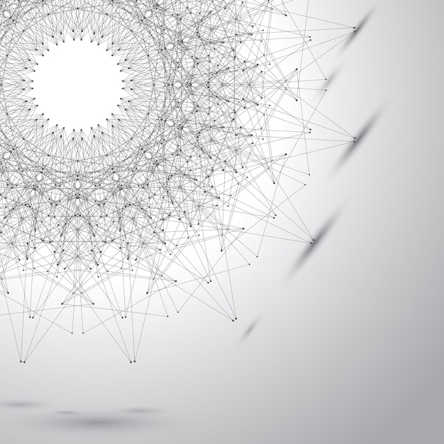 Grey graphic background illustration dots with connections for your design