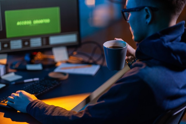 hacker using computer virus for cyber attack