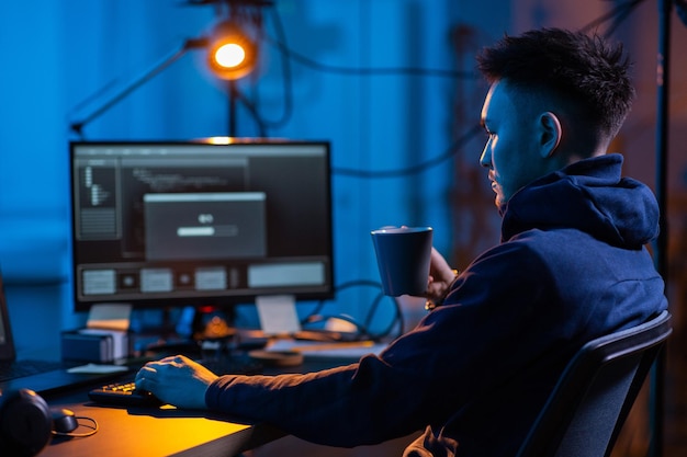 hacker using computer virus for cyber attack