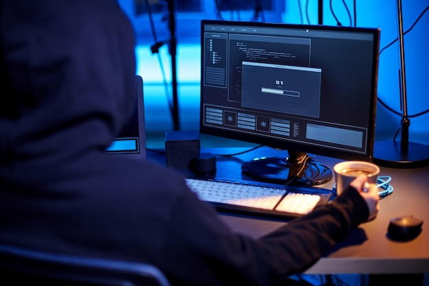 hacker using computer virus for cyber attack