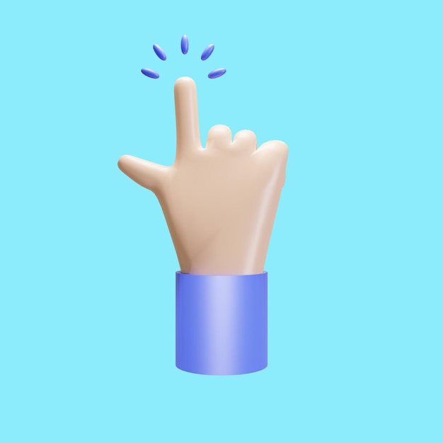hand click icon, computer cursor 3d render illustration isolated on white. 3d illustration