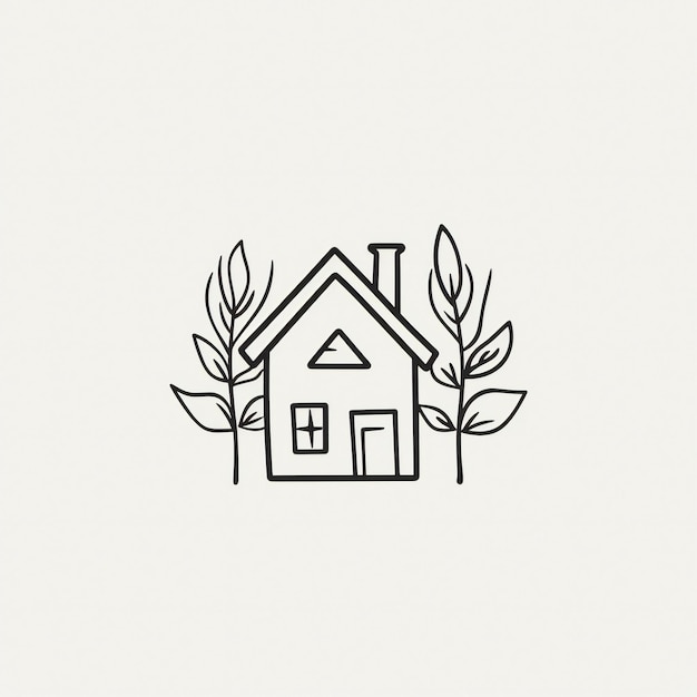 hand drawn flat minimalist house logo icon