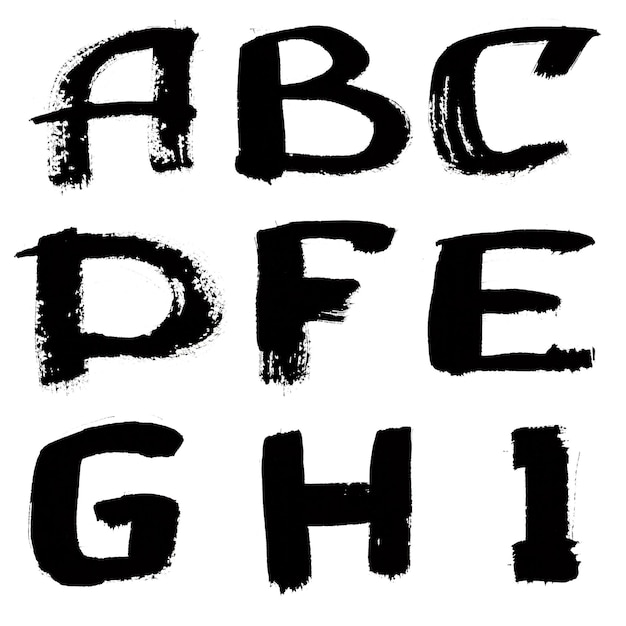hand written black ink alphabet