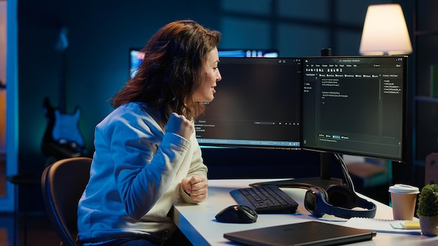 Happy developer celebrating after managing to secure company servers