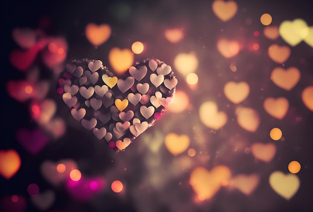 Heart bokeh background valentines day background digital illustration painting artwork