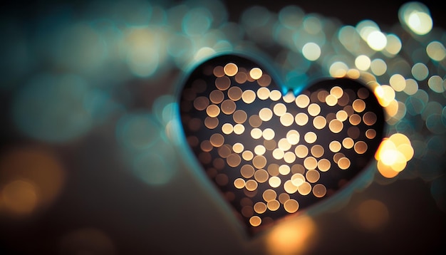 Heart shape bokeh background Valentines day love concept Generative AI