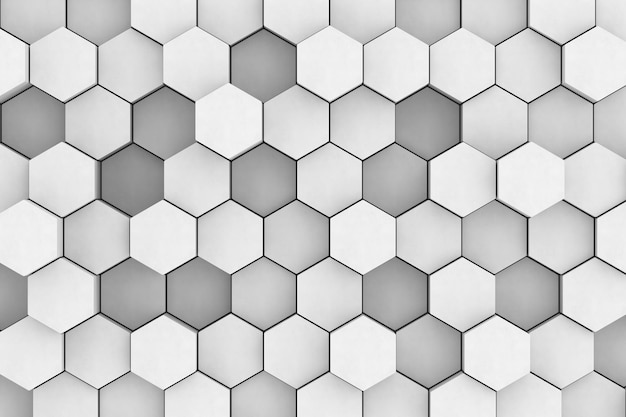 Hexagonal cellular structure Wall texture with 3D hexagon tile pattern 3D illustration