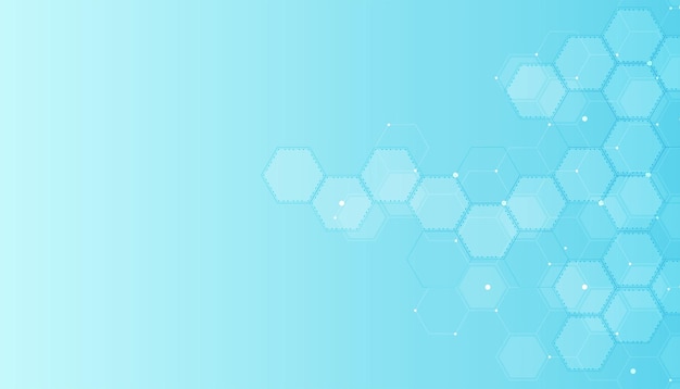 Hexagons pattern on blue background Genetic research molecular structure Chemical engineering