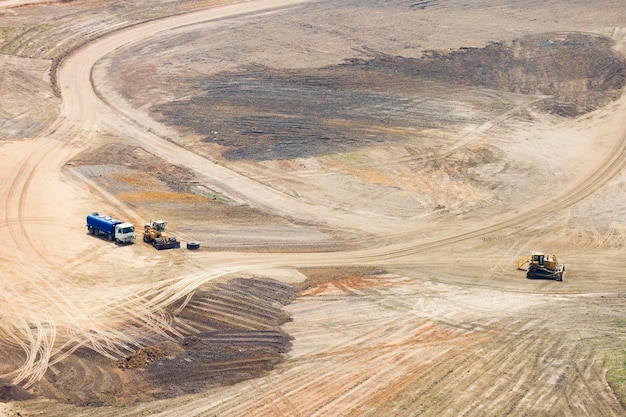 High angle view of construction machinery