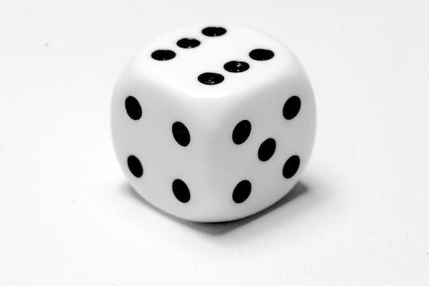 High angle view of dice against white background