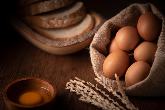 High angle view of eggs in container on table