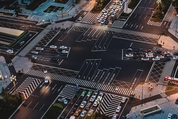 High angle view of road in city