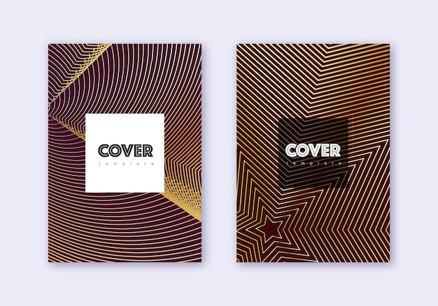 Hipster cover design template set Gold abstract l