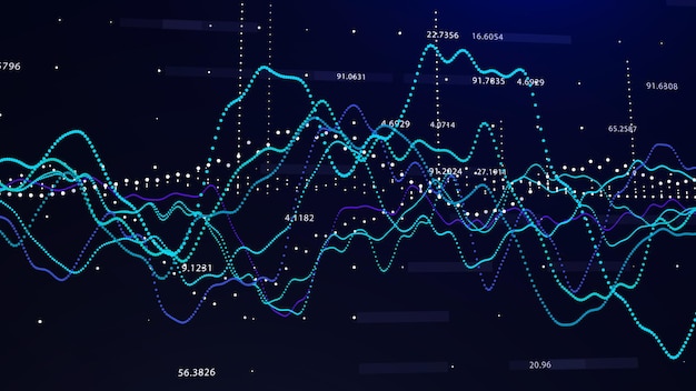 Hiukkasaalto. Abstrakti tausta, jossa on dynaaminen aalto. Big data